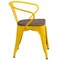 Flash Furniture Yellow Metal Chair with Wood Seat and Arms, PK4 4-CH-31270-YL-WD-GG - alternate 6